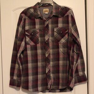 Vintage Roebuck & Co Men's Flannel 100 % Cotton Snap Front Plaid Shirt Size XL